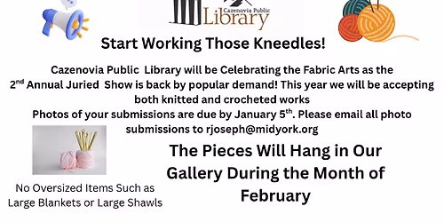 Announcement : Cazenovia Public Library's 2nd Annual Fabric Arts Show