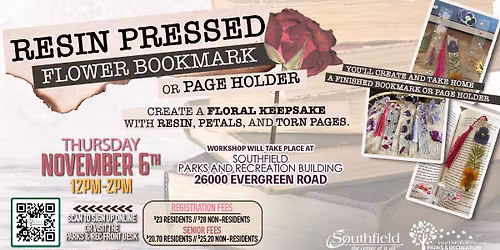 Resin Pressed Flower Bookmark or Page Holder