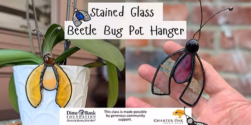 Stained Glass Beetle Bug Pot Hanger