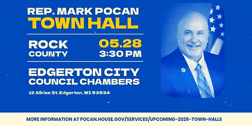 Rep. Mark Pocan Town Hall \u2013 Rock County May 2026