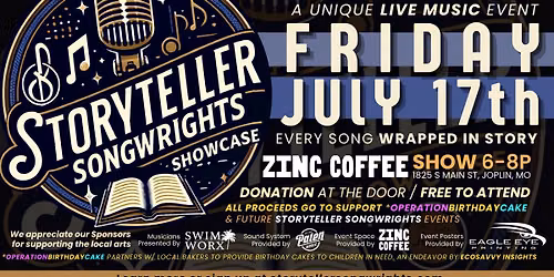 Storyteller Showcase: Song Wrapped In Story | Presented by Swim Worx \/ Zinc Coffee \/ Palen Music