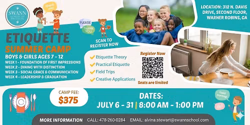 Etiquette Summer Camp - July 6 - 31
