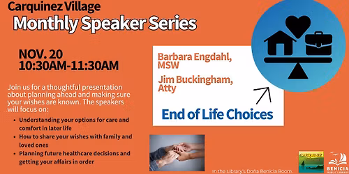 Carquinez Village Speaker Series: End of Life Choices