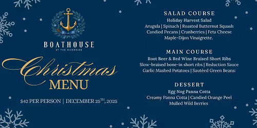 Boathouse at the Riverside Christmas Menu
