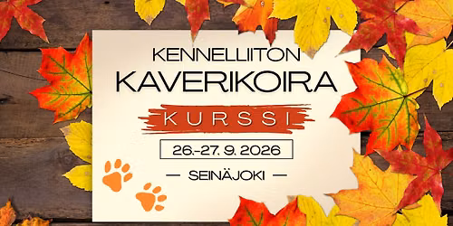 Kennelliiton kaverikoirakurssi Sein\u00e4joella 26.-27.9.2026