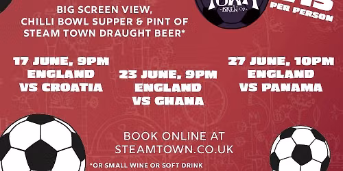 World Cup: England vs Panama - Watch live at Steam Town