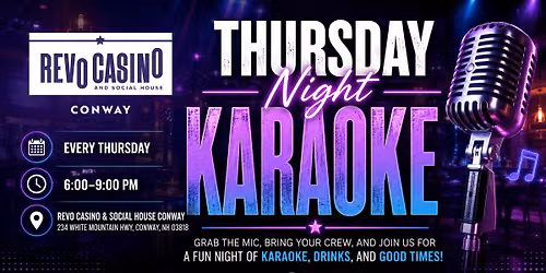 Thursday Night Karaoke at Revo Casino & Social House Conway