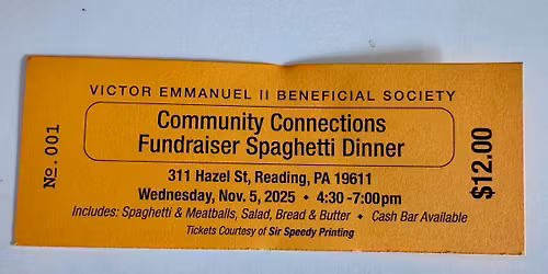 Community Connections-Berks, Inc Spaghetti dinner fundraiser