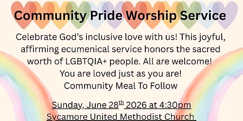 Ecumenical Pride Worship Service With Community Meal To Follow