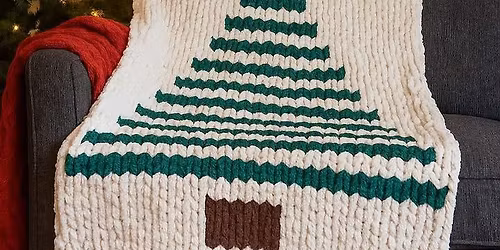 SOLD OUT!!!!Holiday Tree Cozy Hand-Knit Blanket 12\/21 @4pm