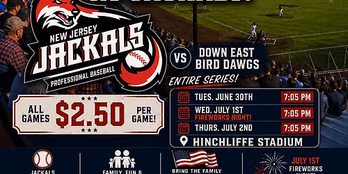 Down East Bird Dawgs at New Jersey Jackals at Hinchliffe Stadium