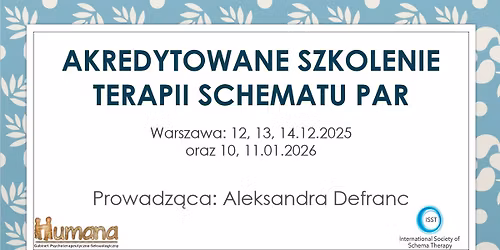 Akredytowany Program Szkoleniowy: Terapia Schematu Par (Warszawa stacjonarnie)