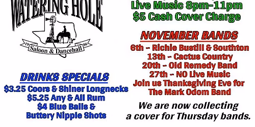 Thirsty Thursday Bands at Watering Hole Saloon, NB, TX