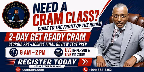 CRAM Class "LIVE \/In Person & LIVE\/via ZOOM (Thursday & Friday 9AM - 2PM)