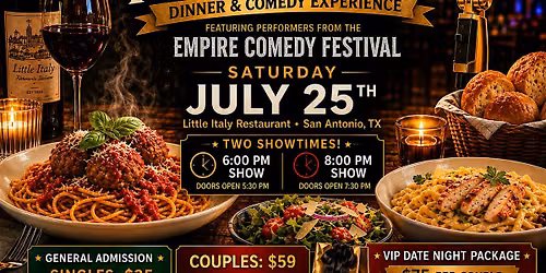 Pasta & Punchlines: Dinner & Comedy Experience