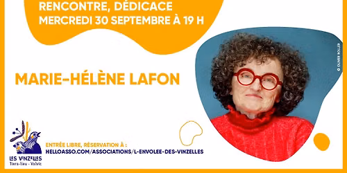 Lecture tiss\u00e9e, rencontre, d\u00e9dicace : Marie-H\u00e9l\u00e8ne Lafon