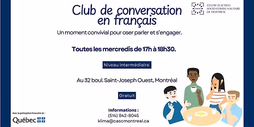 Club de conversation en fran\u00e7ais \u2013 Niveau interm\u00e9diaire