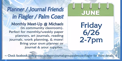 Planner\/Journal Friends In Flagler\/Palm Coast: May MeetUp