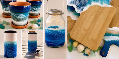 Beach Wave Resin Boards, Lanterns, Tumblers, Pots and Glassware