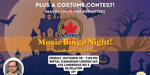 MUSIC BINGO NIGHT - Halloween Party - Royal Canadian Legion  163 (Hamilton)