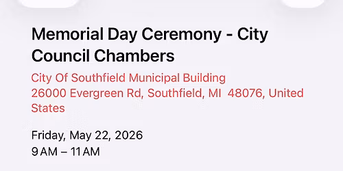 Memorial Day Ceremony - Southfield