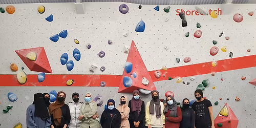 Muslim women bouldering (Climbing) session in Bethnal Green