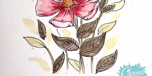 Pink Flower-Watercolor Sketch Paint & Sip Party!