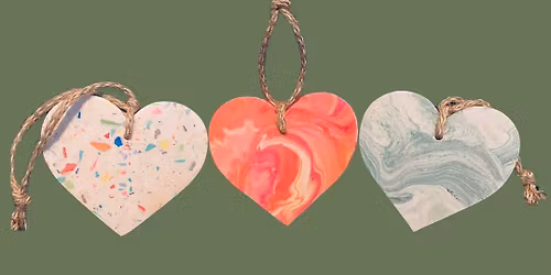 Jesmonite tray, pots and heart