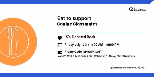 Willie's Fundraiser for Canine Classmates!