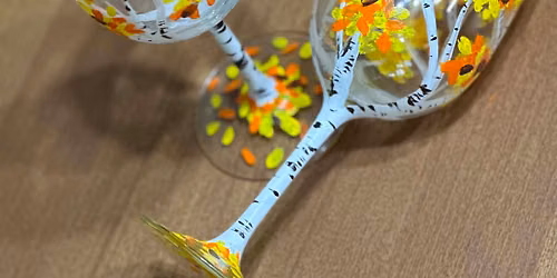 9\/19\/26- Birch Tree Wine Glass Painting