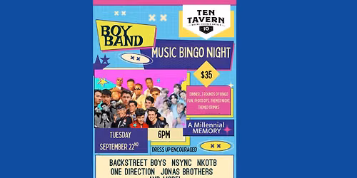 Boy Band Music Bingo Night