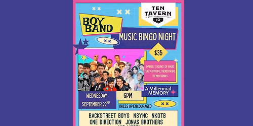 Boy Band Music Bingo Night