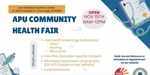 Alaska Pacific University Community Health Fair + Affordable Blood Tests