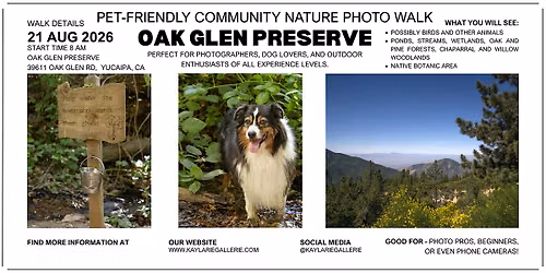 Pet-Friendly Nature Photo Walk at Oak Glen Preserve with CV Photo Club