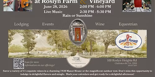 Sunday Wine Tasting at Roslyn Farm and Vineyard featuring Harmony