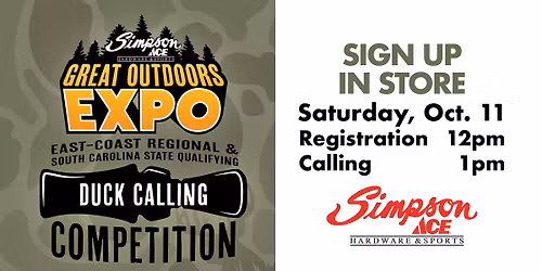 East Coast Regional and South Carolina State Duck Calling Competition at The Great Outdoors Expo