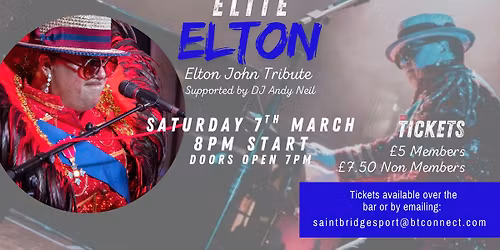 Elite ELTON comes to Saintbridge - Elton John Tribute Night!