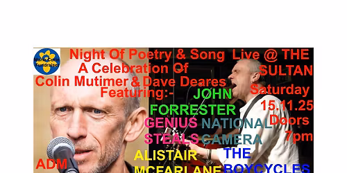 Night Of Poetry & Song (Tribute To Colin Mutimer & Dave Deares) Marie Curie Fundraiser