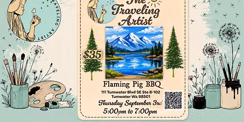 Paint and sip Flaming Pig BBQ