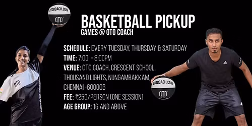 Basketball Pickup Games at OTO COACH \u2013 Chennai