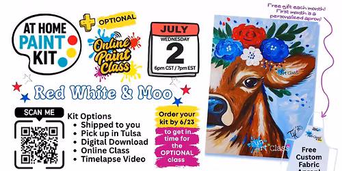 Red, White, and Moo – Paint Kit 🐮 | LIVE Virtual Class (Order by 6/23) + Surprise Gift Inside!