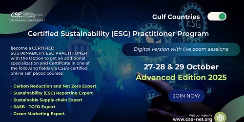 GULF (GCC) | Certified Sustainability (ESG) Practitioner Program, Advanced Edition 2025