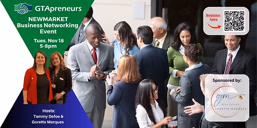 GTApreneurs November 18 Newmarket Business Networking Event