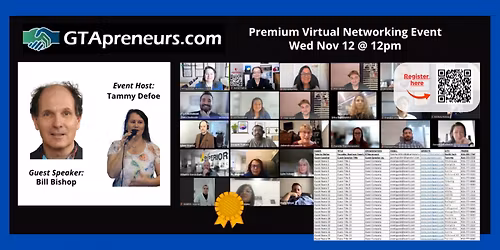 GTApreneurs Nov 12 Afternoon Virtual Business Networking Event Toronto