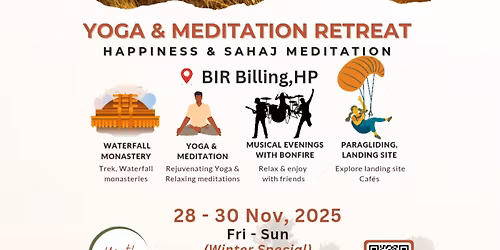 Art Of Living Yoga & Meditation Retreat 28 - 30 Nov 2025 in Bir Himachal