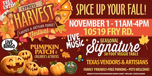 HARVEST FARMERS & ARTISAN FESTIVAL-CYPRESS