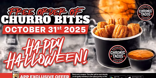 Treat Yourself This Halloween: Chronic Tacos Offers Free Churros & Caramel Dip for Loyalty Members