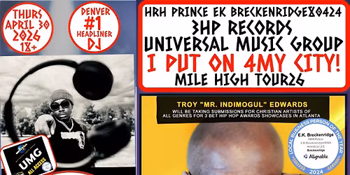 HRH PRINCE EK.BRECKENRIDGE80424 3HPRECORDS UNIVERSAL MUSIC GROUP 'I PUT ON 4MY CITY MILE HIGH TOUR26