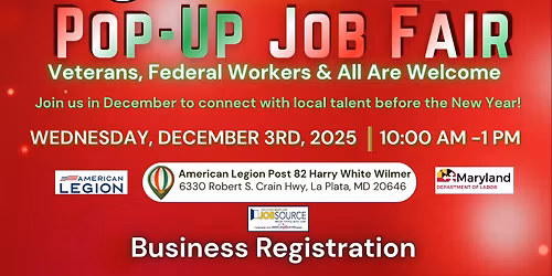 December Pop-Up Job Fair: Veterans, Federal Workers & All Are Welcome
