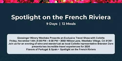 Exclusive Travel Show with Collette    Giessinger Winery Westlake